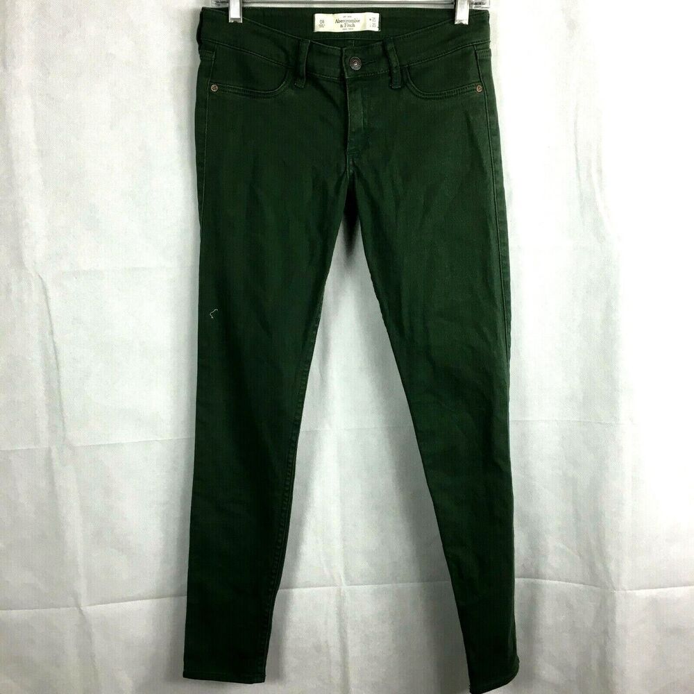 Abercrombie & Fitch Jeans Womens Sz 0R Dark Green Skinny Leg Pants